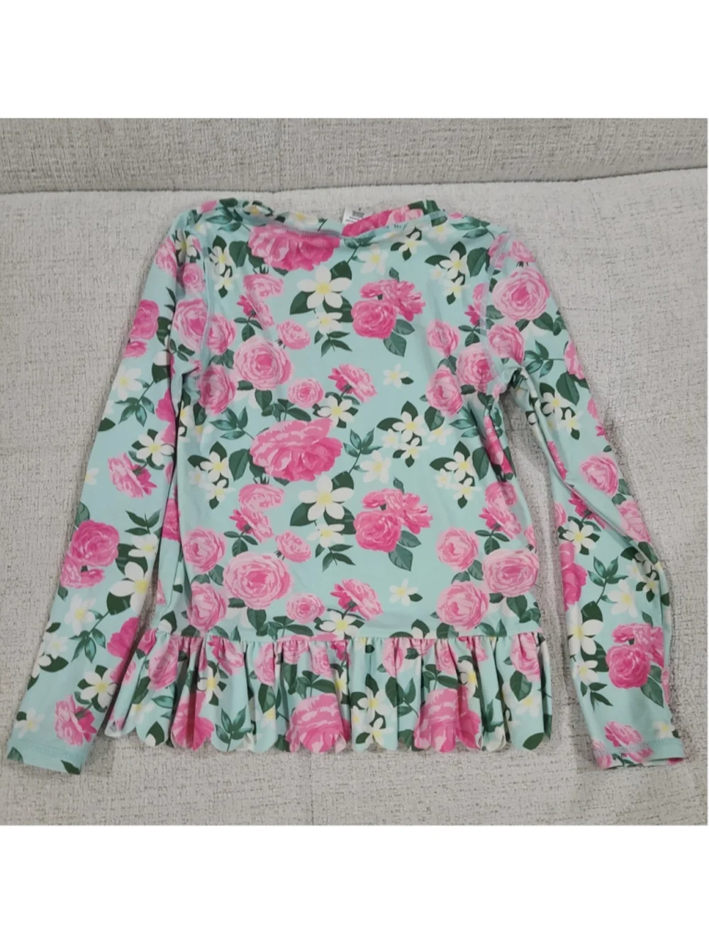 RUFFLE BUTTS GIRLS SIZE 8 Two Piece Rash Guard Swim Suit Pink Mint Blue Floral